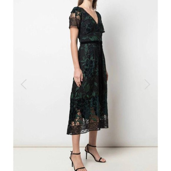(Sold) Marchesa Notte Velvet Guipure Cocktail Dres - Picture 3 of 12